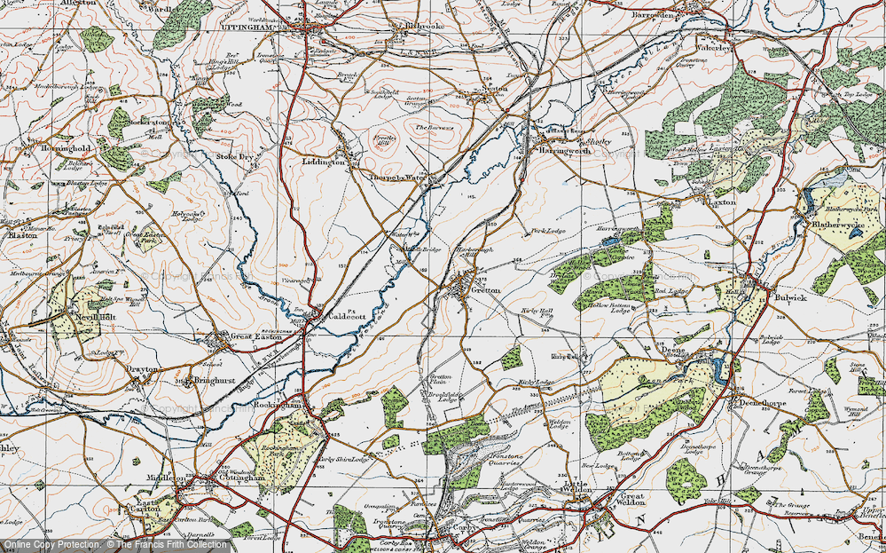 Old Map of Gretton, 1921 in 1921