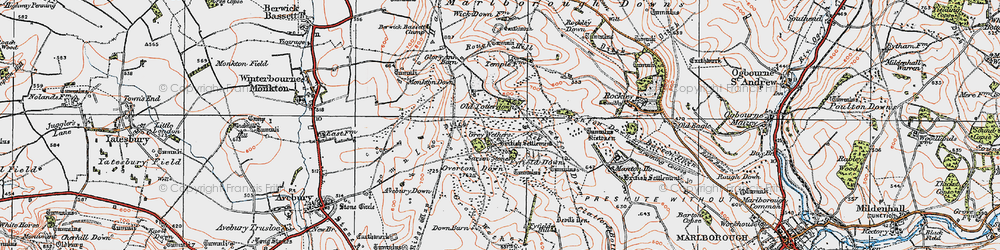 Old map of Overton Down in 1919