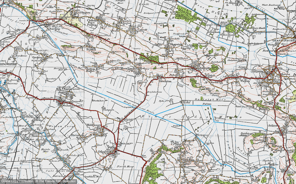 Old Map of Greylake Fosse, 1919 in 1919