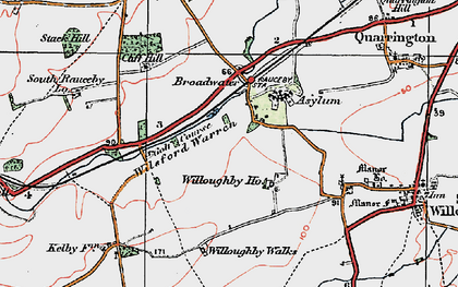Old map of Willoughby Walks in 1922