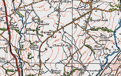 Old map of Bryn-y-rhyd in 1923