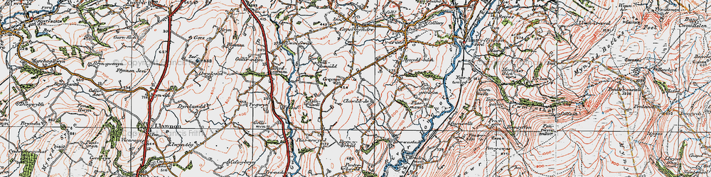 Old map of Bryn-y-rhyd in 1923