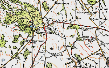 Old map of Greystoke in 1925