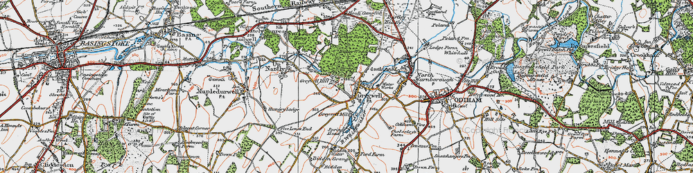 Old map of Greywell in 1919