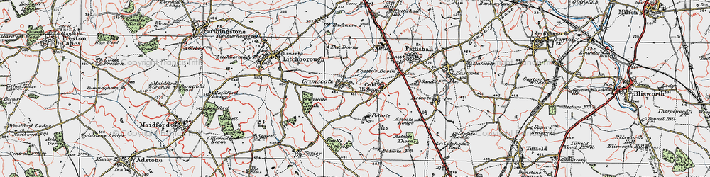 Old map of Grimscote in 1919