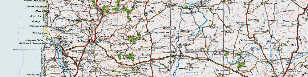 Old map of Grimscott in 1919