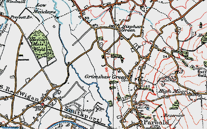 Old map of Grimshaw Green in 1923