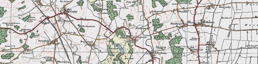 Old map of Grimsthorpe in 1922