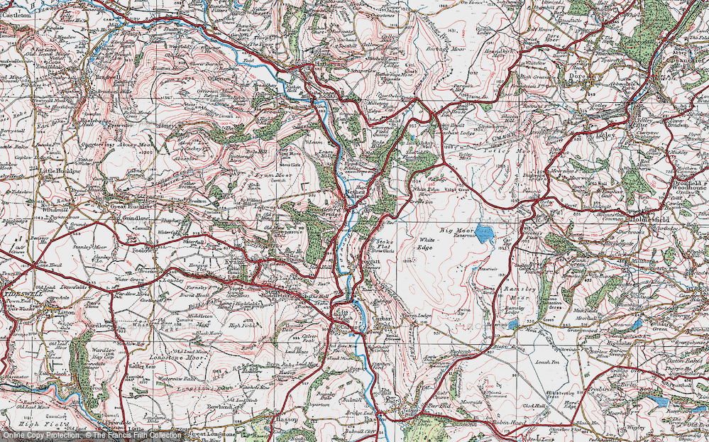 Old Map of Grindleford, 1923 in 1923