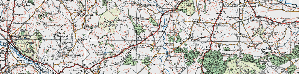 Old map of Grindley in 1921