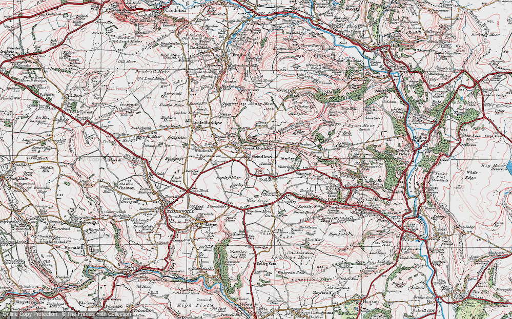 Old Map of Grindlow, 1923 in 1923