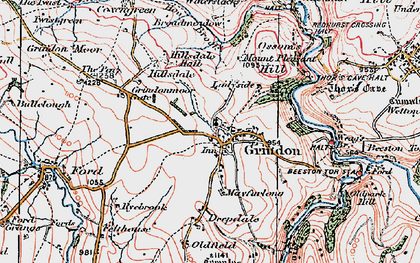 Old map of Grindon in 1923