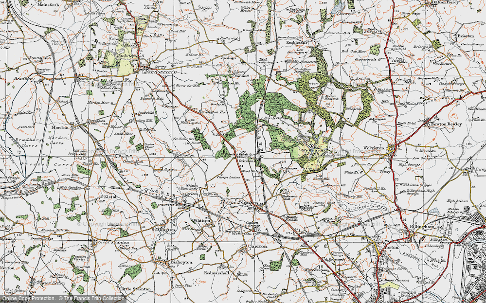 Old Map of Historic Map covering Woodend in 1925