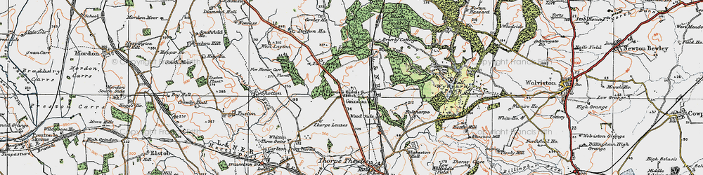 Old map of Grindon in 1925