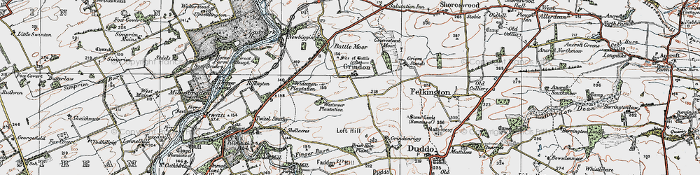 Old map of Battle Moor in 1926