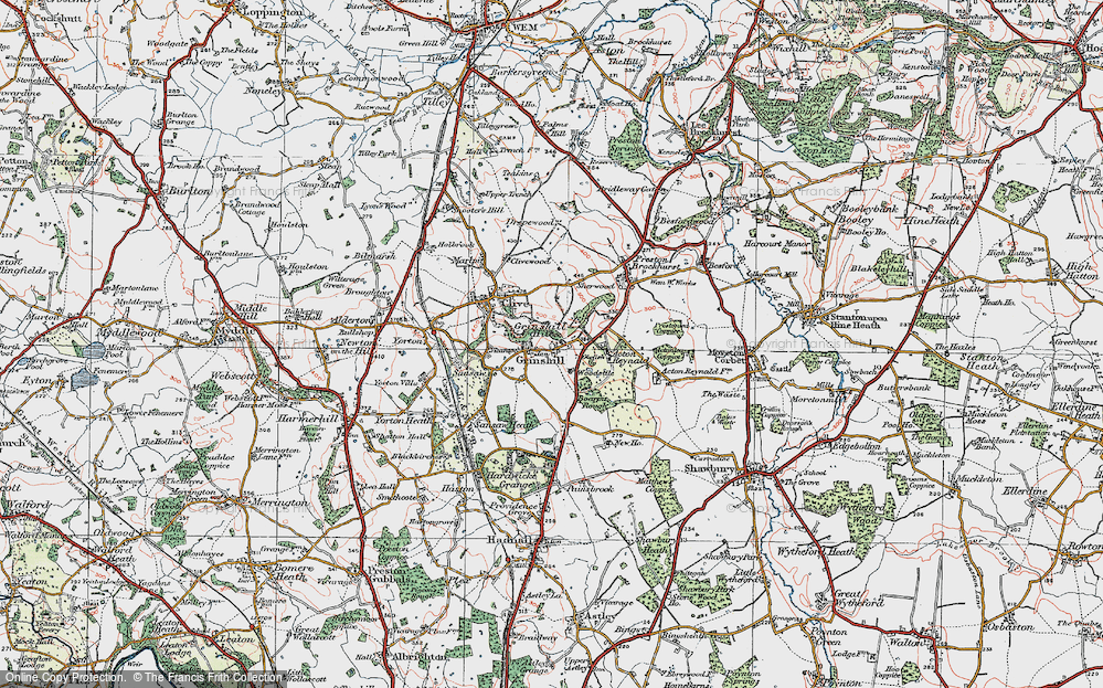 Old Map of Grinshill, 1921 in 1921
