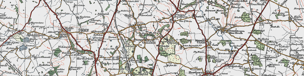 Old map of Woodstile in 1921