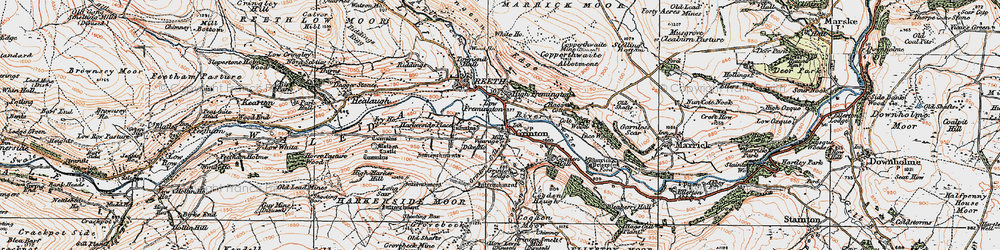 Old map of Grinton in 1925