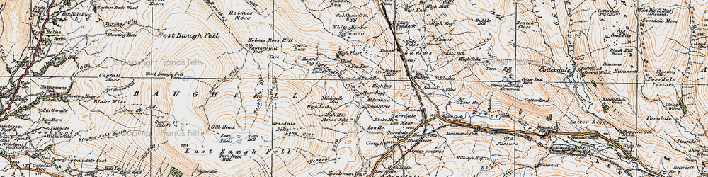 Old map of Aisgill Moor in 1925