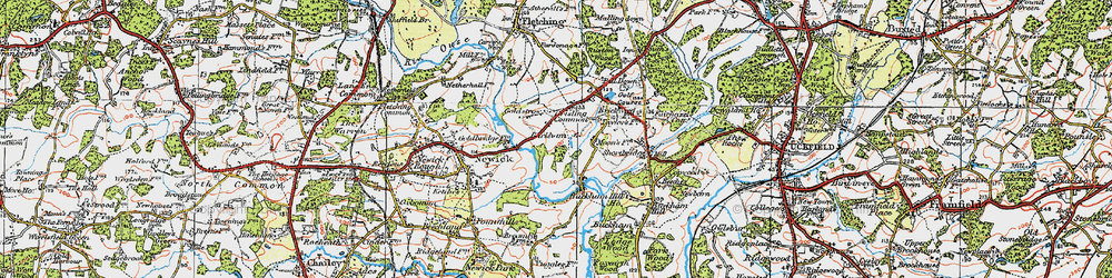 Old map of Barkham Manor Vineyard in 1920