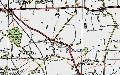 Old map of Griston in 1921