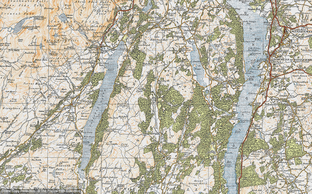 Old Map of Historic Map covering Bogle Crag in 1925