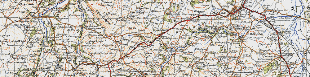 Old map of Afon Ystrad in 1922