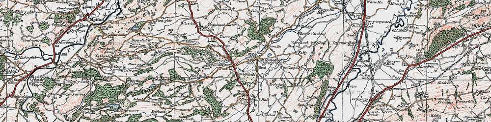 Old map of Garth in 1921