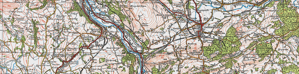 Old map of Groes-wen in 1919