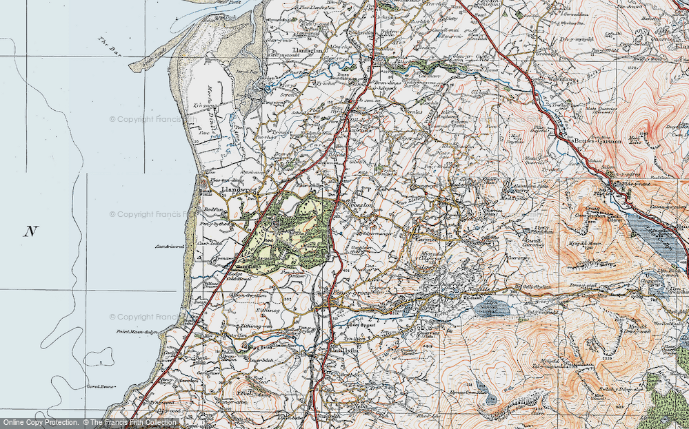 Old Map of Groeslon, 1922 in 1922