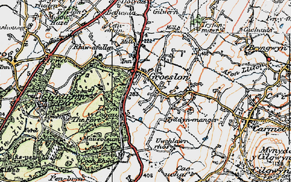 Old map of Groeslon in 1922