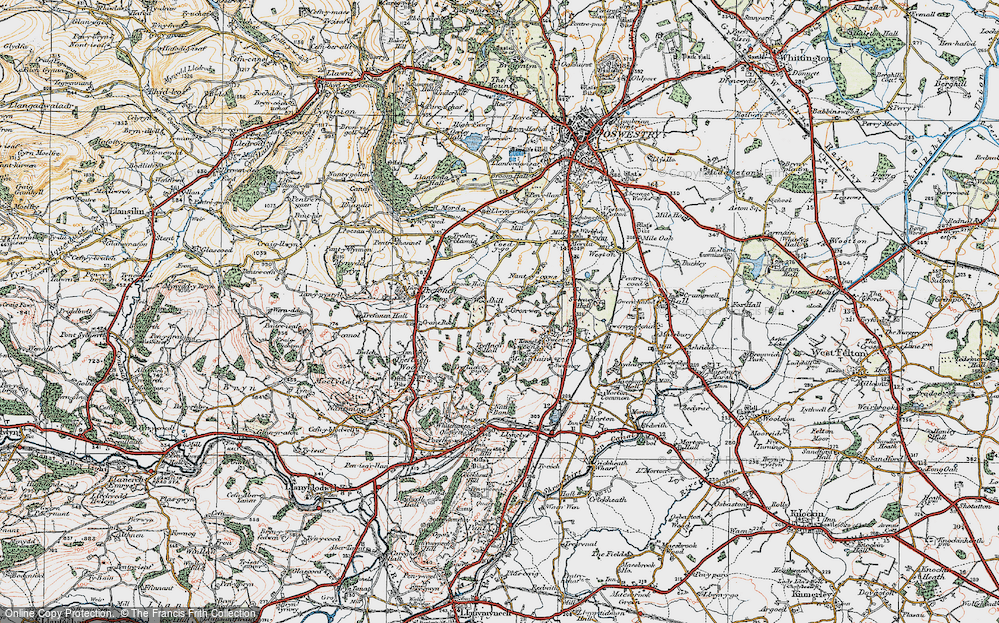 Old Map of Historic Map covering Woodhill in 1921