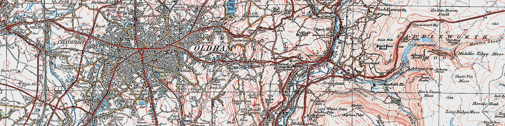 Old map of Grotton in 1924