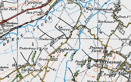 Old map of Grove in 1920