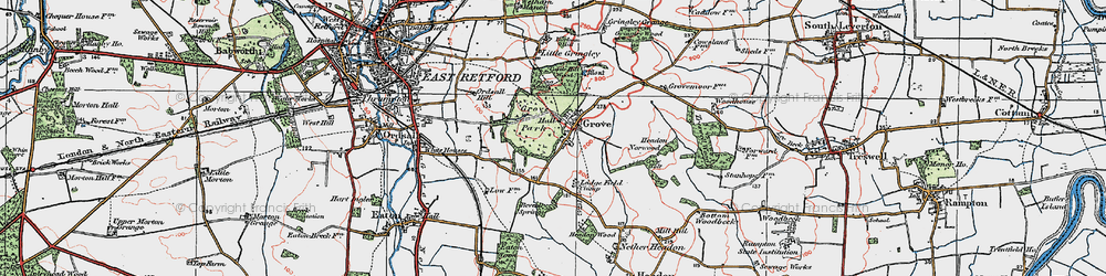 Old map of Grove in 1923