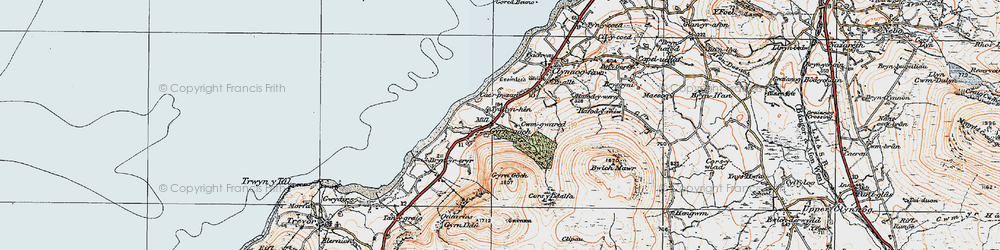 Old map of Afon Hen in 1922