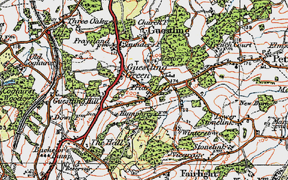 Old map of Guestling Green in 1921