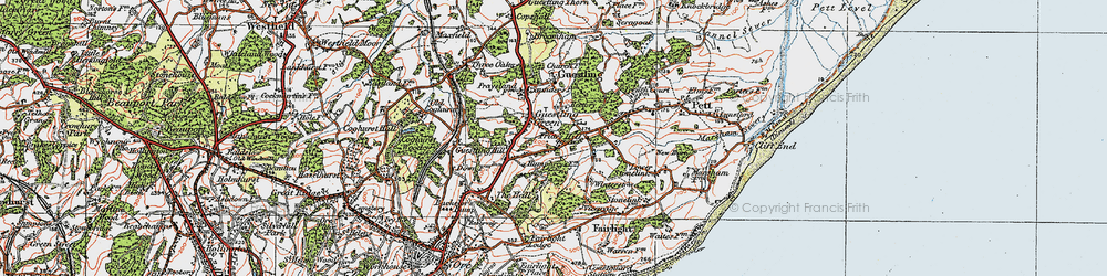 Old map of Guestling Green in 1921