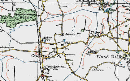 Old map of Wood Dalling Hall in 1921