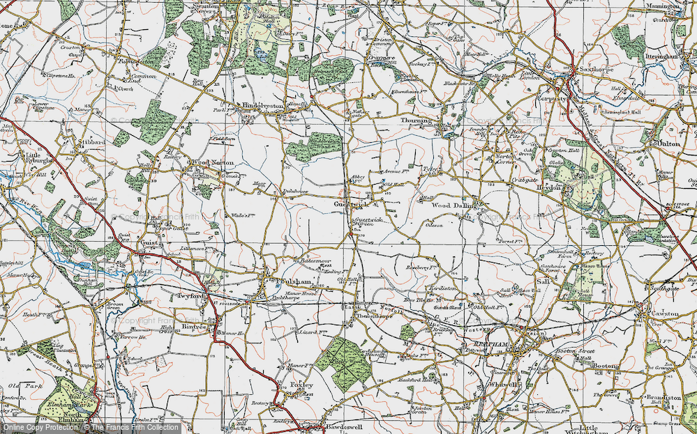 Old Map of Guestwick Green, 1921 in 1921