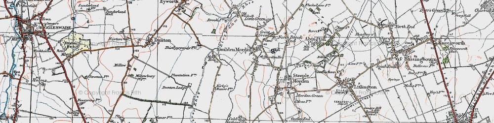 Old map of Guilden Morden in 1919