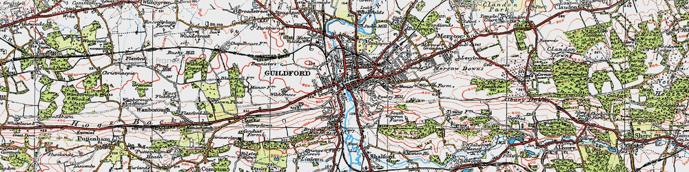 Old map of Guildford in 1920