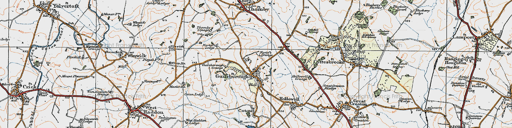 Old map of Guilsborough in 1919