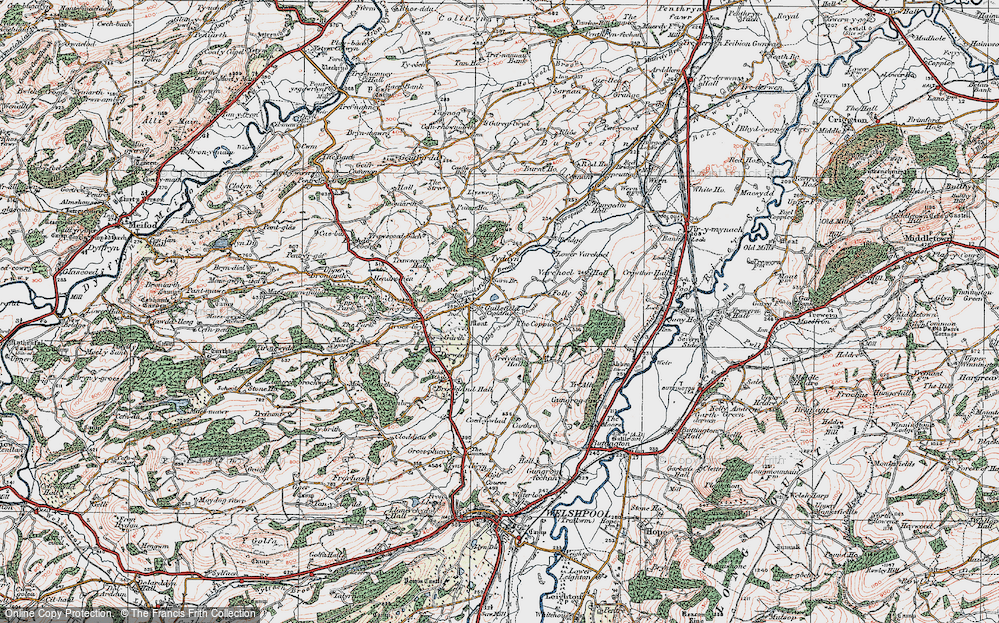 Old Map of Historic Map covering Trelydan in 1921