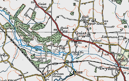 Old map of Guist in 1921