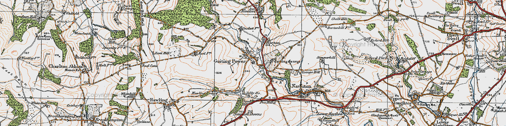 Old map of Guiting Power in 1919