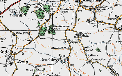 Old map of Manston Hall in 1921