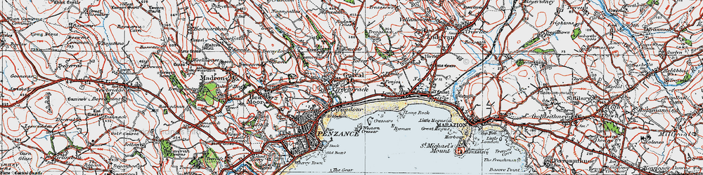 Old map of Gulval in 1919