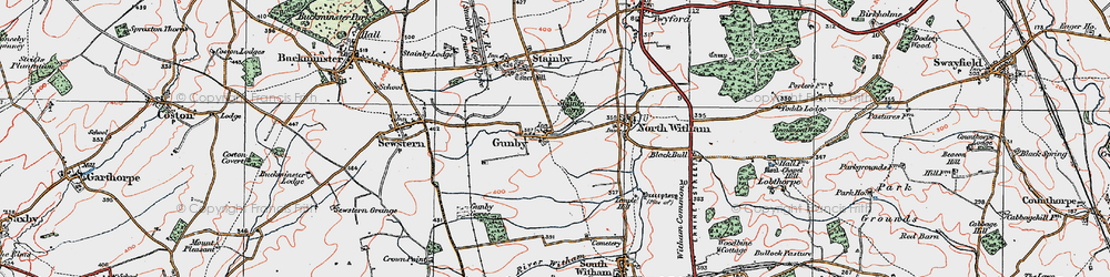 Old map of Gunby in 1922