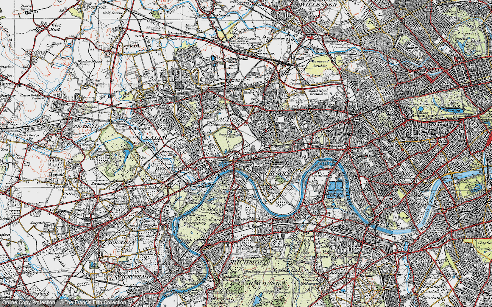 Old Map of Gunnersbury, 1920 in 1920
